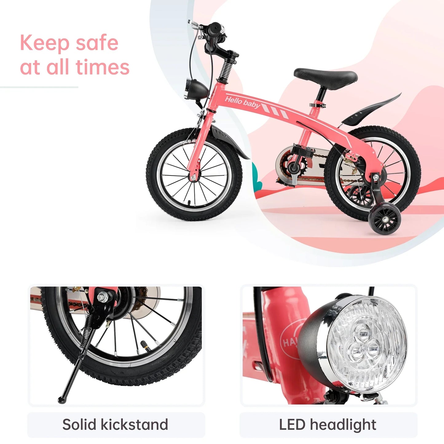 16" Kids Bike, Led Headlight, Training Wheels, Ages 4-8 (Copy)
