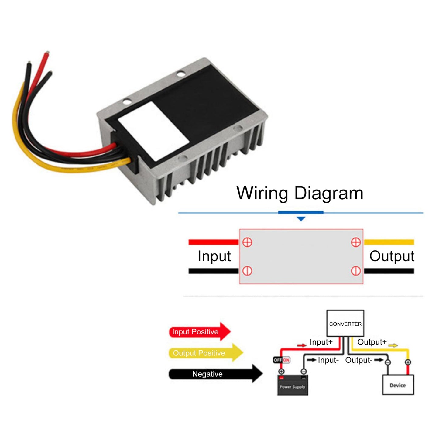 Waterproof DC 30-120V to 12V 10-20A Step-Down Power Supply Converter Regulator