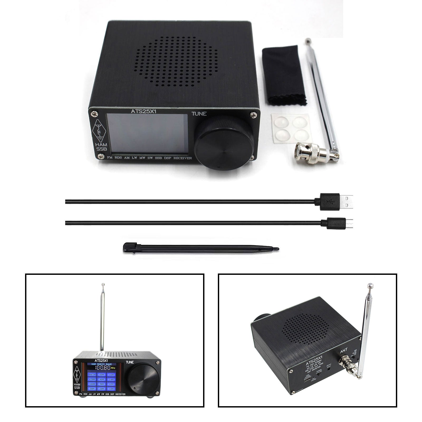 New ATS-25X1 Si4732 All Band DSP Radio Receiver FM LW MW SW w/ 2.4inch Touch Screen