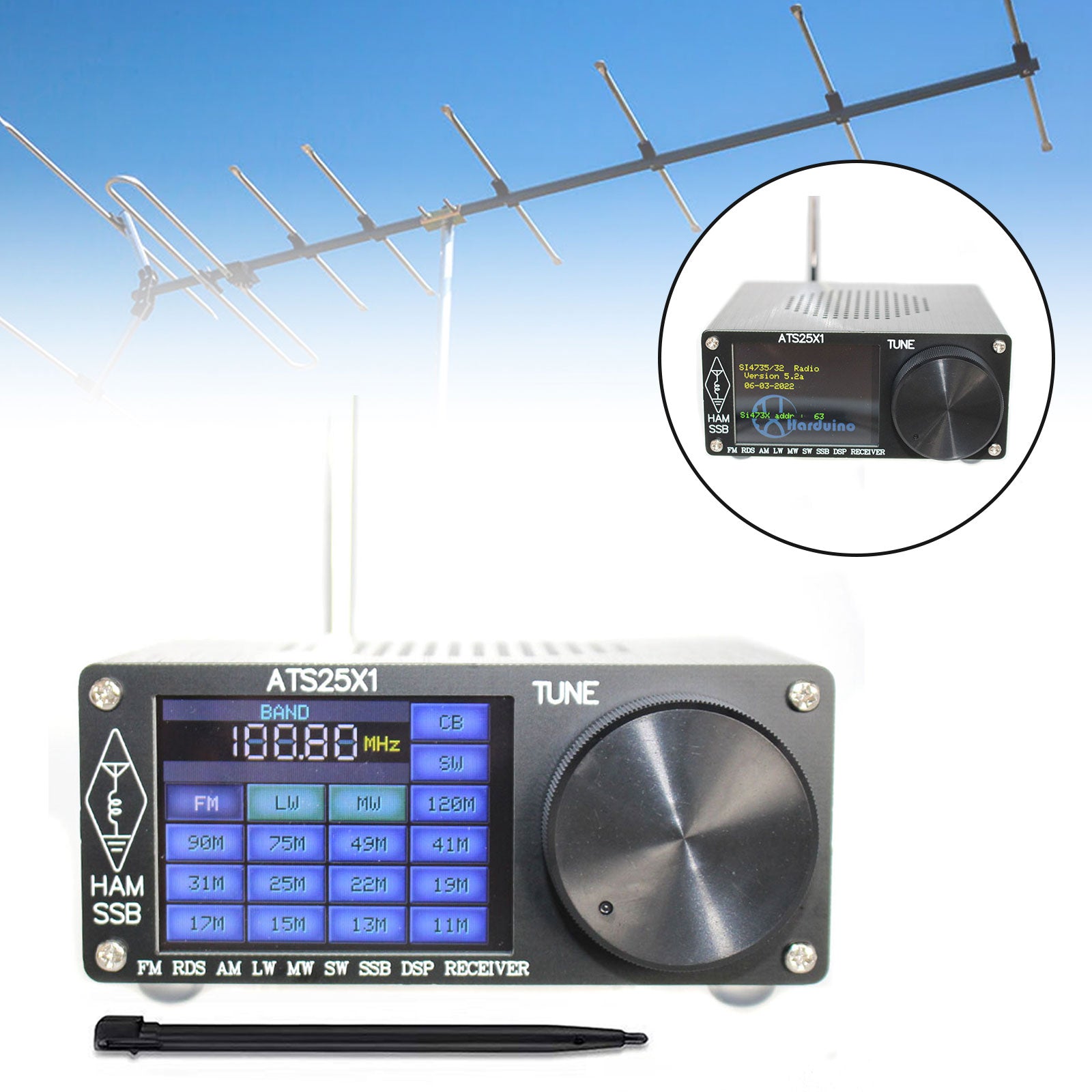 New ATS-25X1 Si4732 All Band DSP Radio Receiver FM LW MW SW w/ 2.4inch Touch Screen