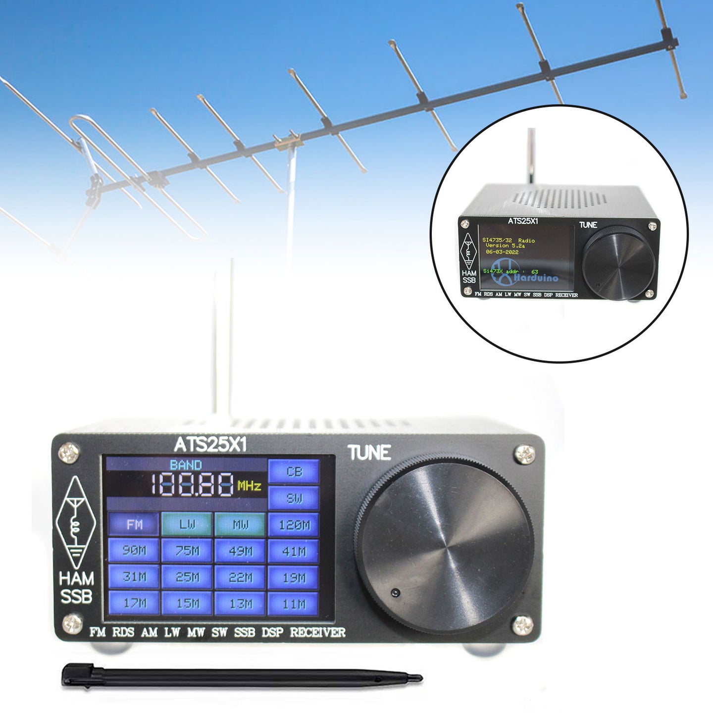 New ATS-25X1 Si4732 All Band DSP Radio Receiver FM LW MW SW w/ 2.4inch Touch Screen