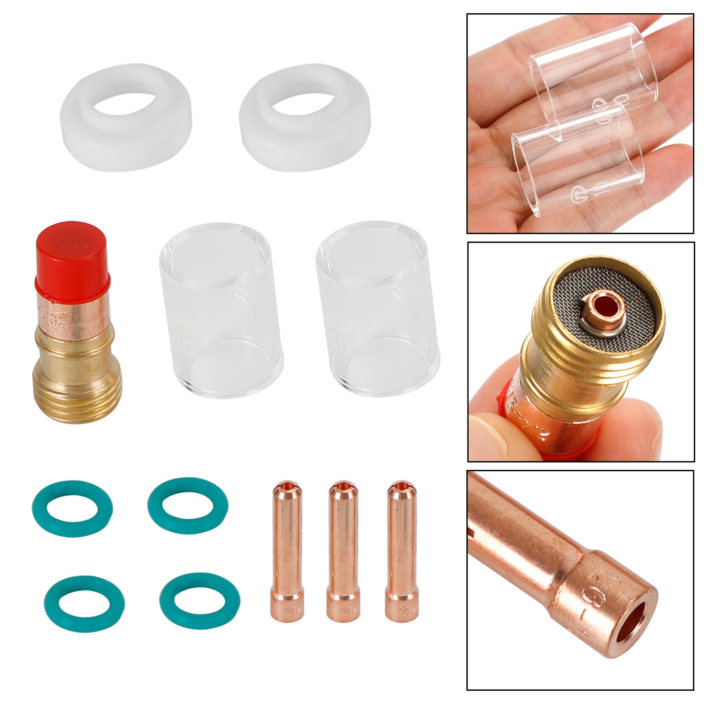 12Pcs Pyrex Glass Cup Tig Welding Torch Accessories Kit For Wp-17/18/26