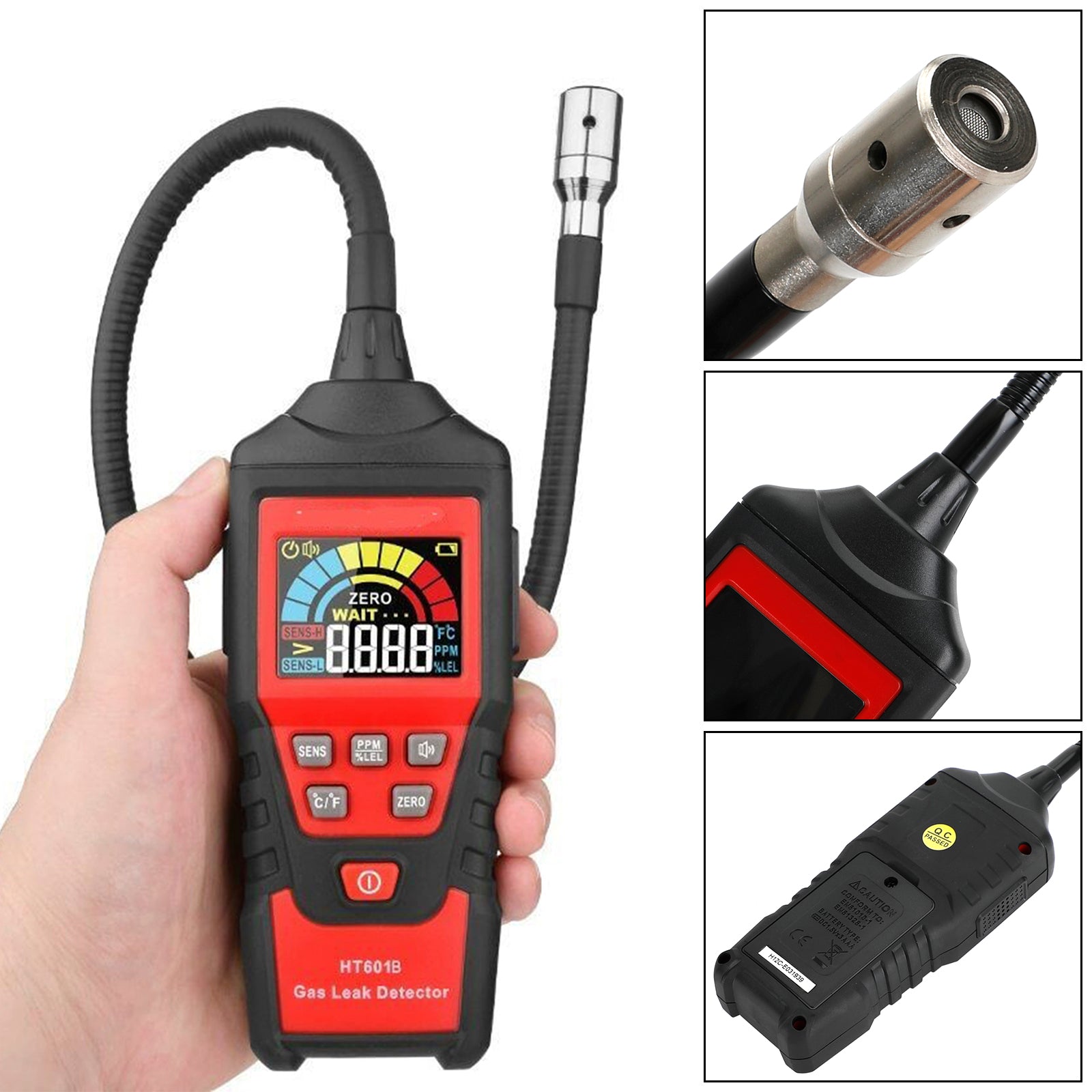 Gas Leak Detector Portable Combustible Gas Detector LCD Tester Visual Leakage