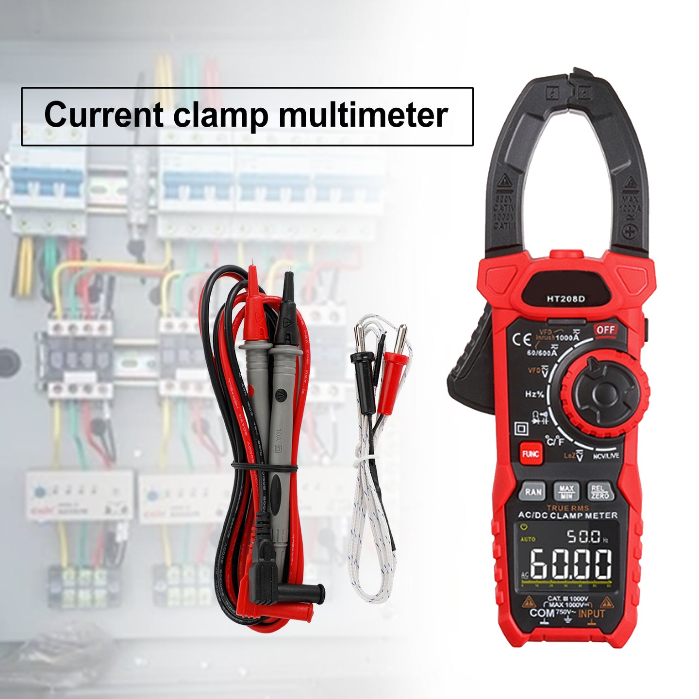 HT208D Clamp Meter AC DC 6000 Counts Current Voltage Resistance Tester UE