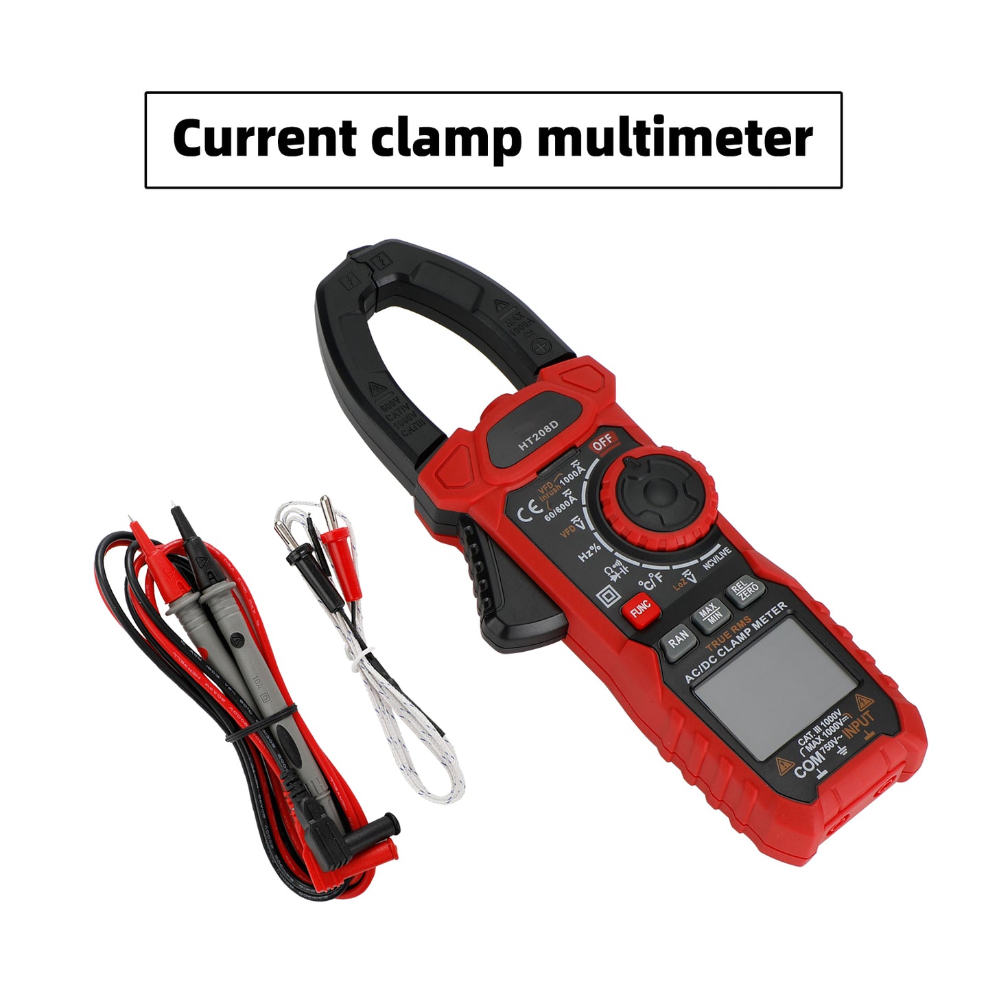 HT208D Clamp Meter AC DC 6000 Counts Current Voltage Resistance Tester UE