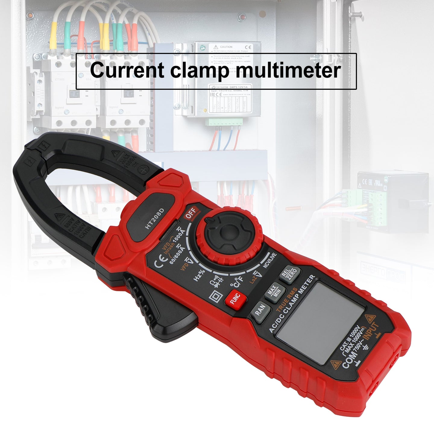 HT208D Clamp Meter AC DC 6000 Counts Current Voltage Resistance Tester UE
