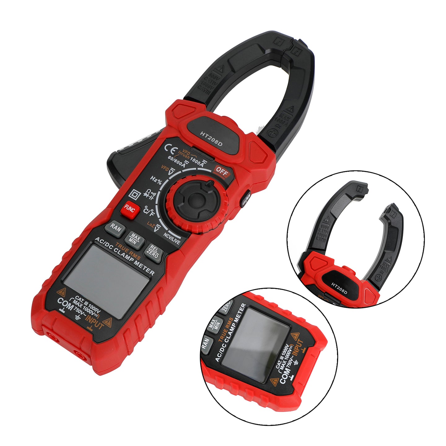 HT208D Clamp Meter AC DC 6000 Counts Current Voltage Resistance Tester UE