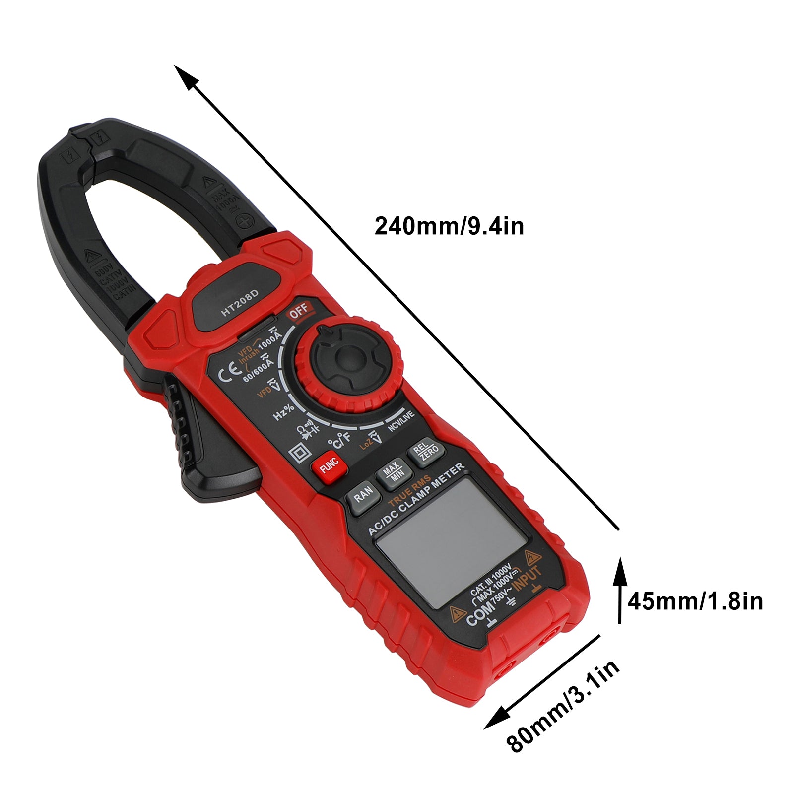 HT208D Clamp Meter AC DC 6000 Counts Current Voltage Resistance Tester UE
