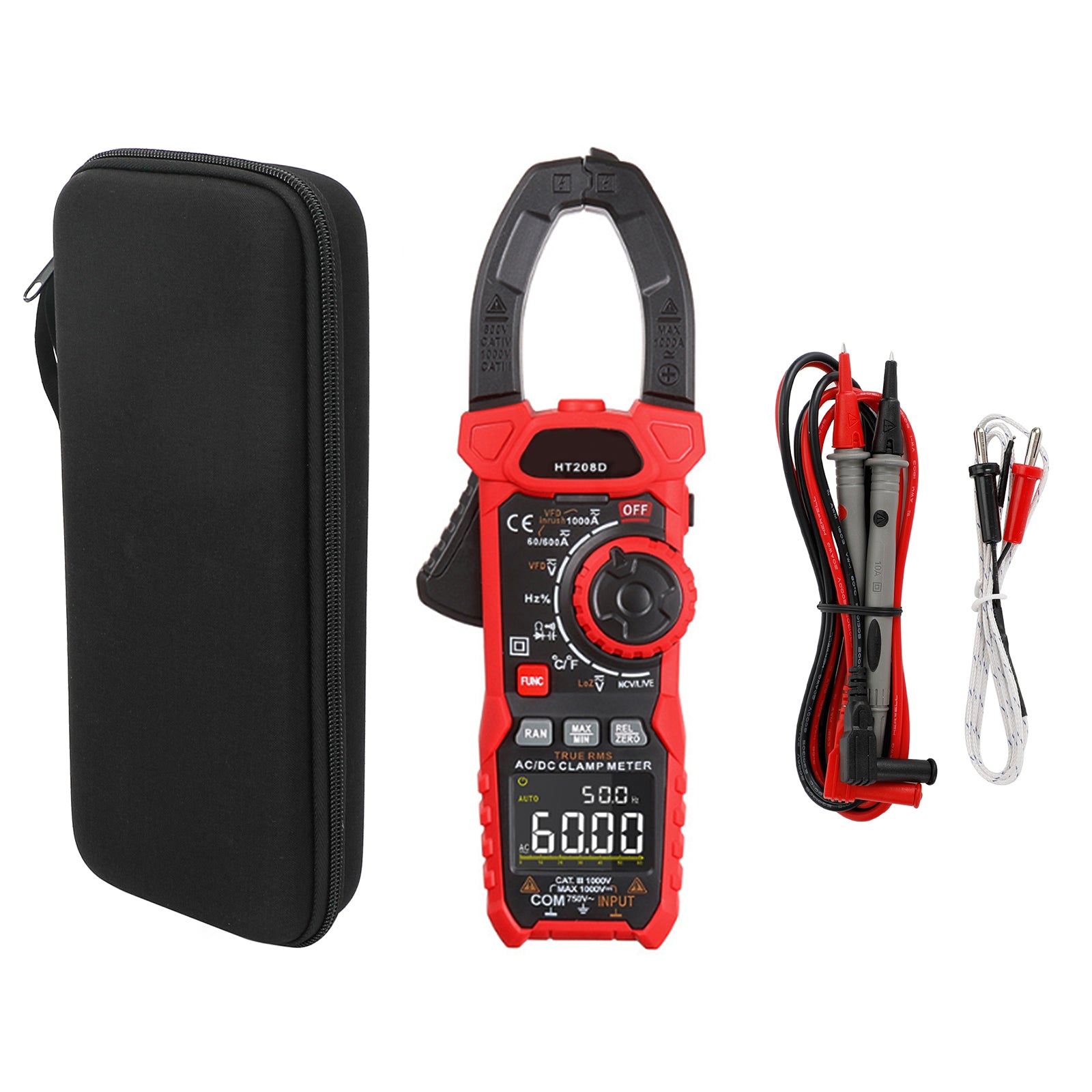 HT208D Clamp Meter AC DC 6000 Counts Current Voltage Resistance Tester UE