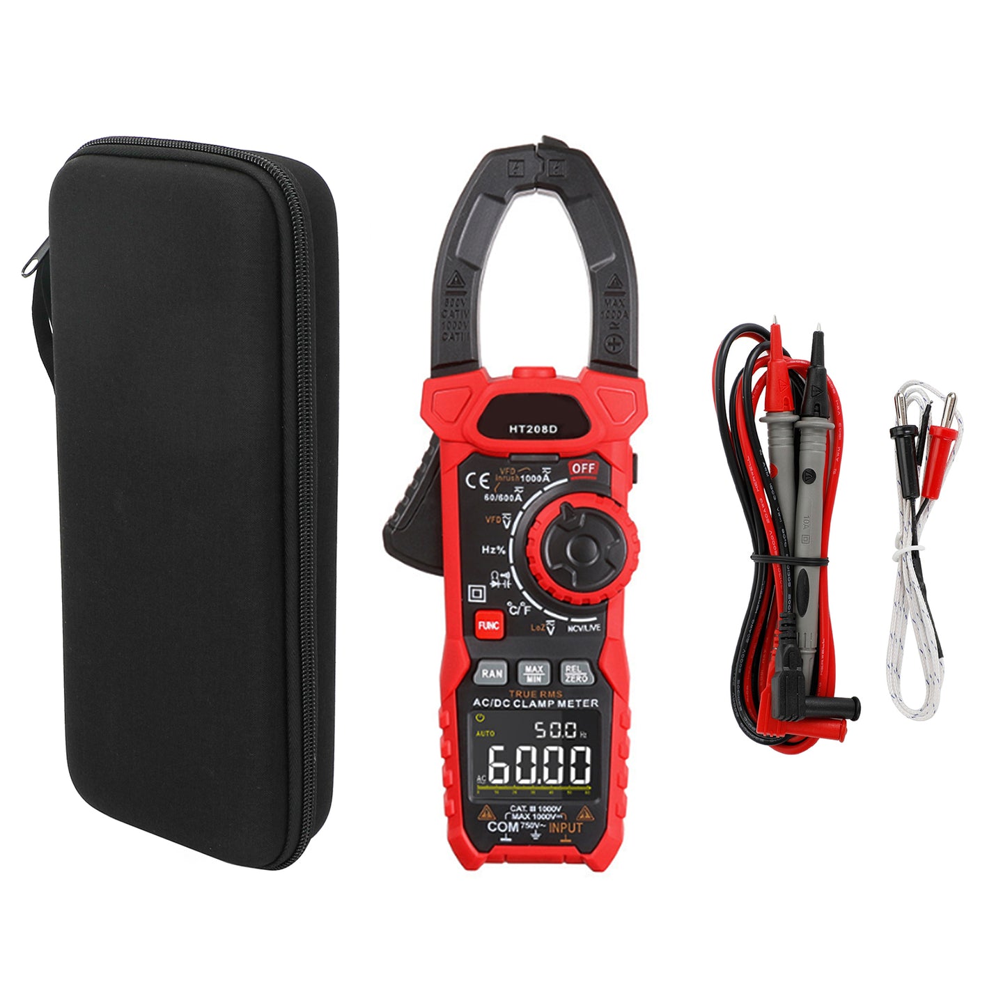 HT208D Clamp Meter AC DC 6000 Counts Current Voltage Resistance Tester UE