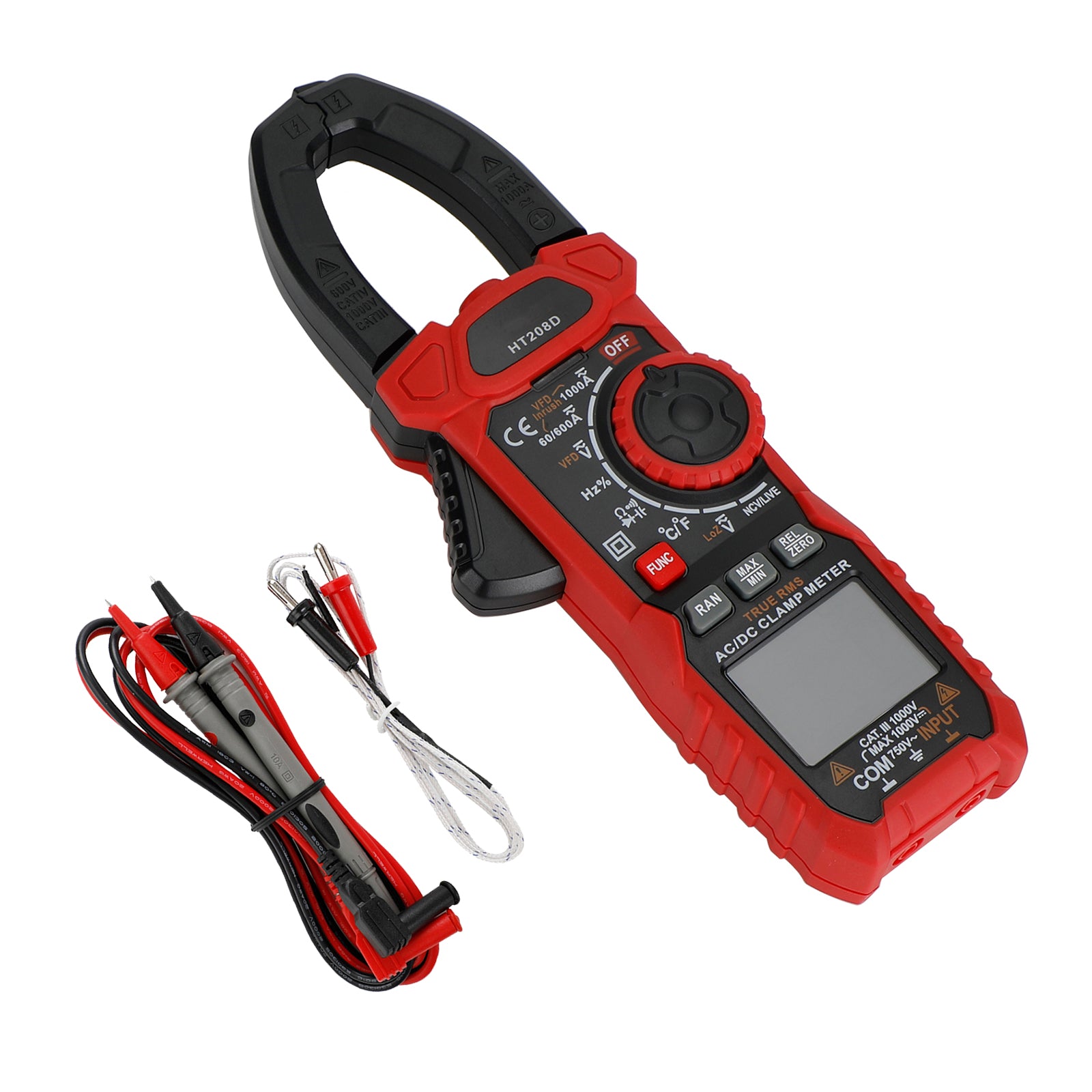 HT208D Clamp Meter AC DC 6000 Counts Current Voltage Resistance Tester UE