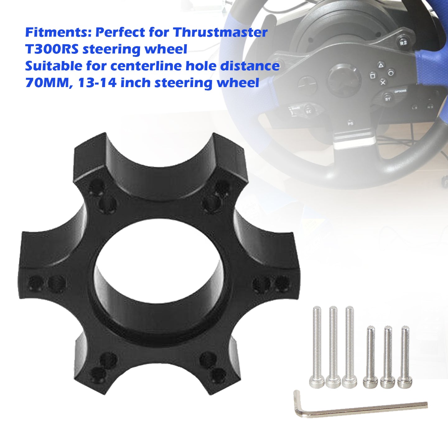 70mm Steering Wheel Adapter Plate For Thrustmaster T300RS 13/14in Steering Wheel
