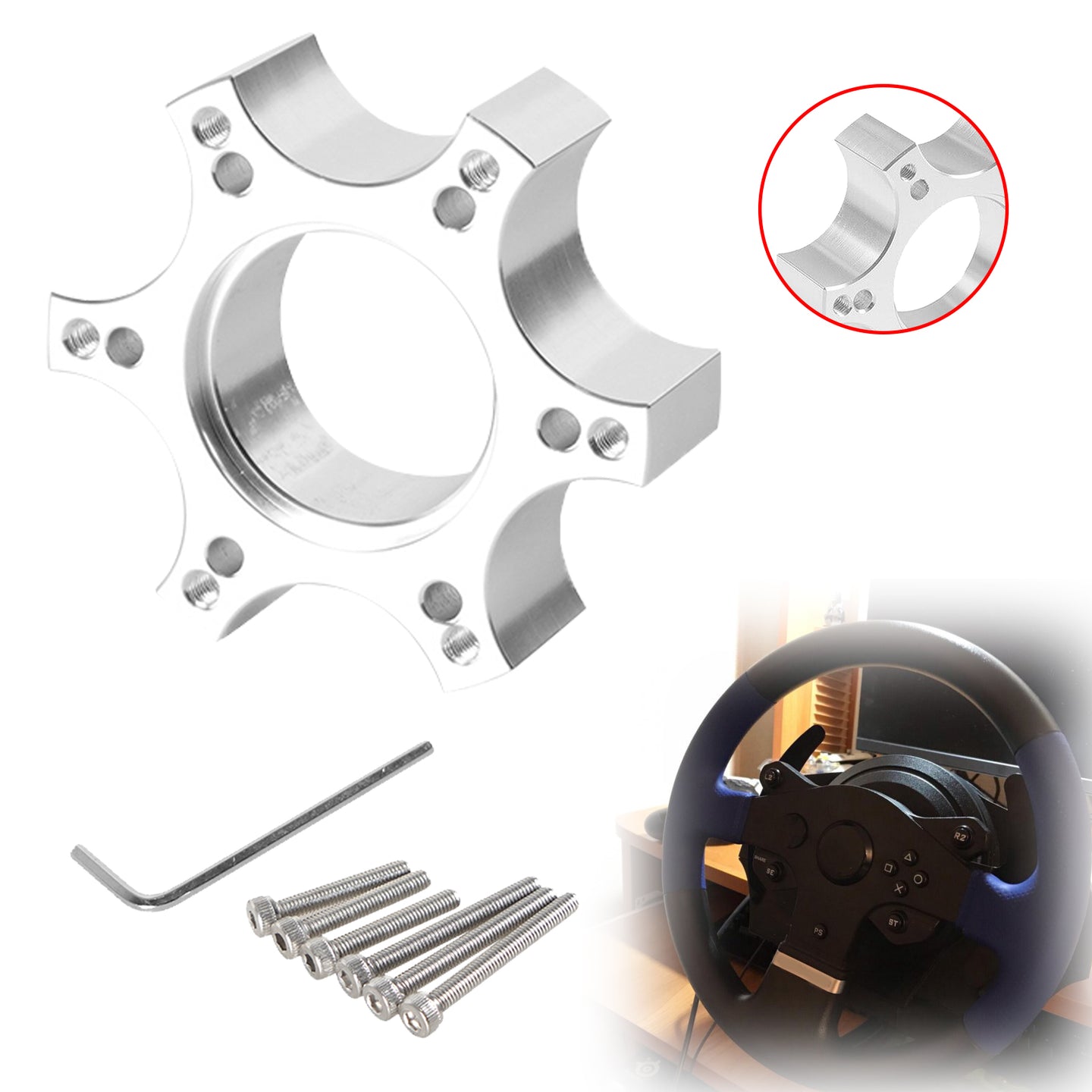 70mm Steering Wheel Adapter Plate For Thrustmaster T300RS 13/14in Steering Wheel