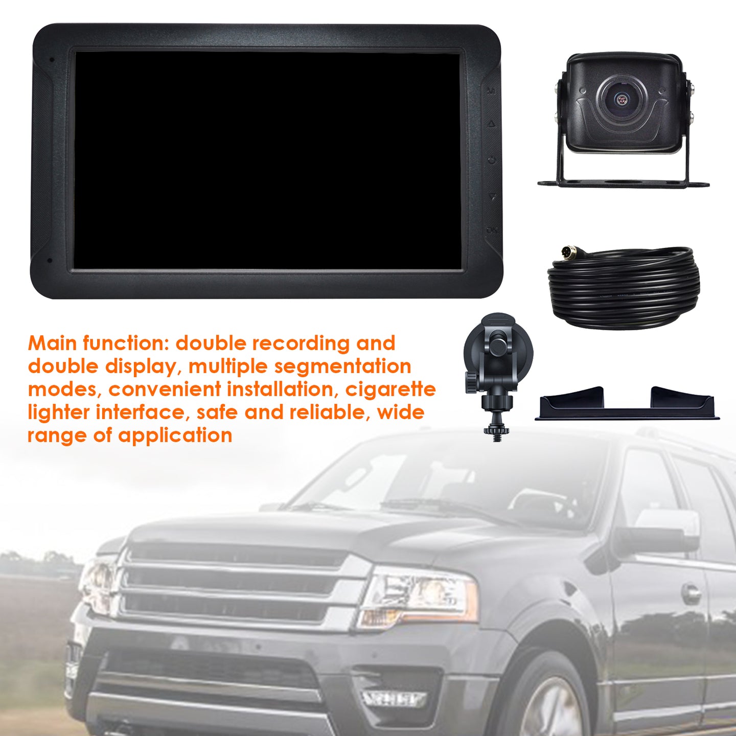 7inch Monitor DVR Driving Video Recorder with Car Charger for RV Truck Bus + Camera