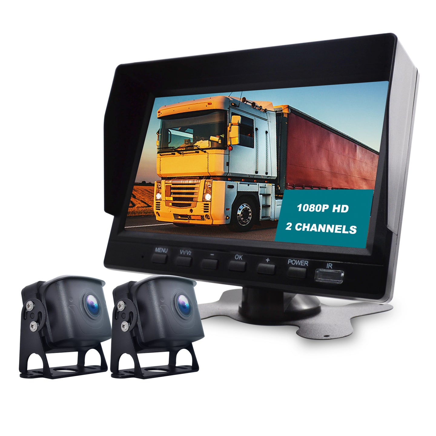 7inch Monitor DVR Driving Video Recorder for RV Truck Bus+2 Rear View Backup Camera