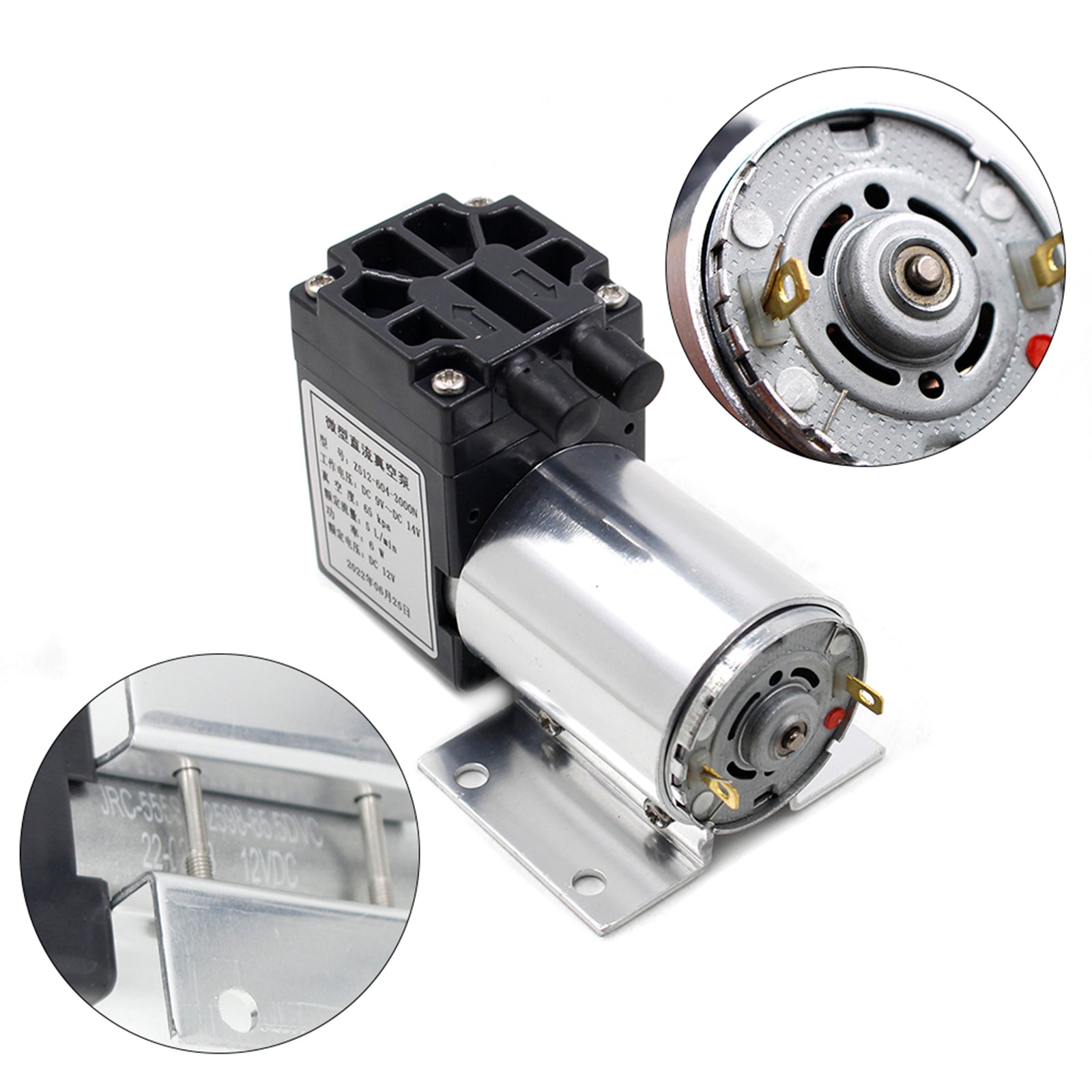 DC12V Mini Vacuum Pump Negative Pressure Suction Pump 5L/min 65kpa With Holder