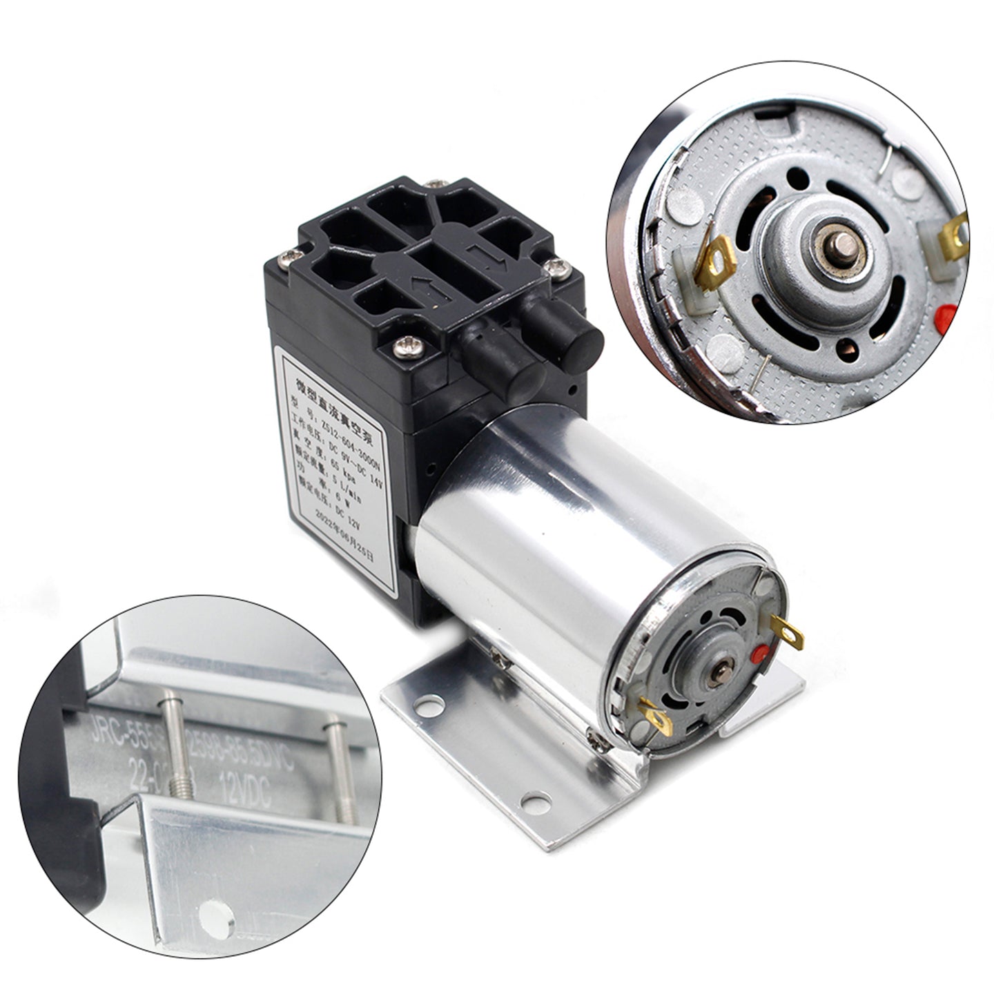 DC12V Mini Vacuum Pump Negative Pressure Suction Pump 5L/min 65kpa With Holder