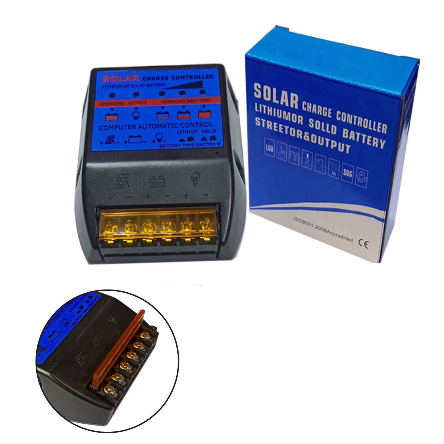 Solar Charge Controller PWM 20A 12V Solar Panel Battery Control Adapter Blue