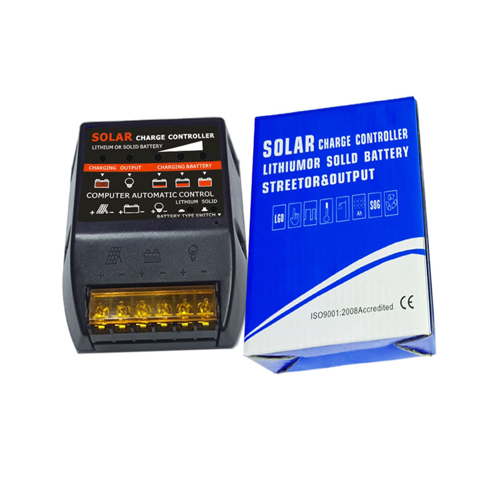 Solar Charge Controller PWM 10A 12V Solar Panel Battery Control Adapter Black