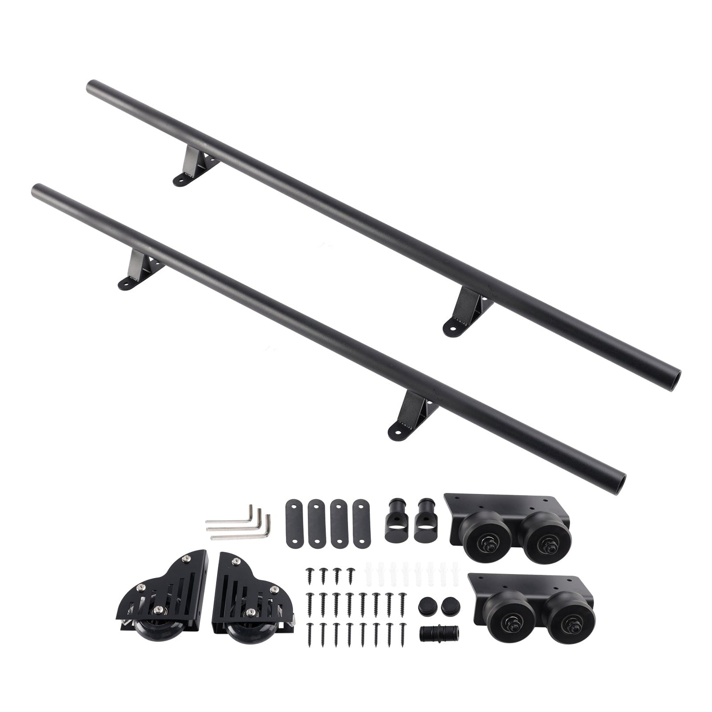 6.6FT Round Tube Rolling Library Sliding Ladder Hardware Kit with Brake