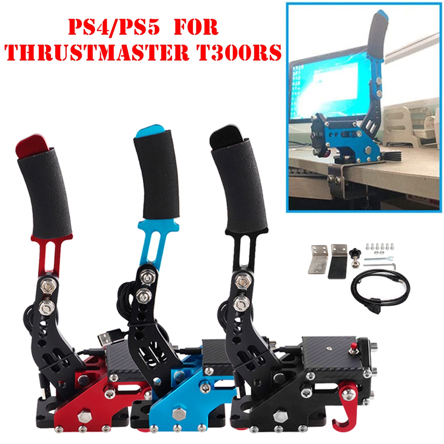 14Bit PS4/PS5 USB3.0 Handbrake Kits for Racing Games Steering Wheel Stand T300RS