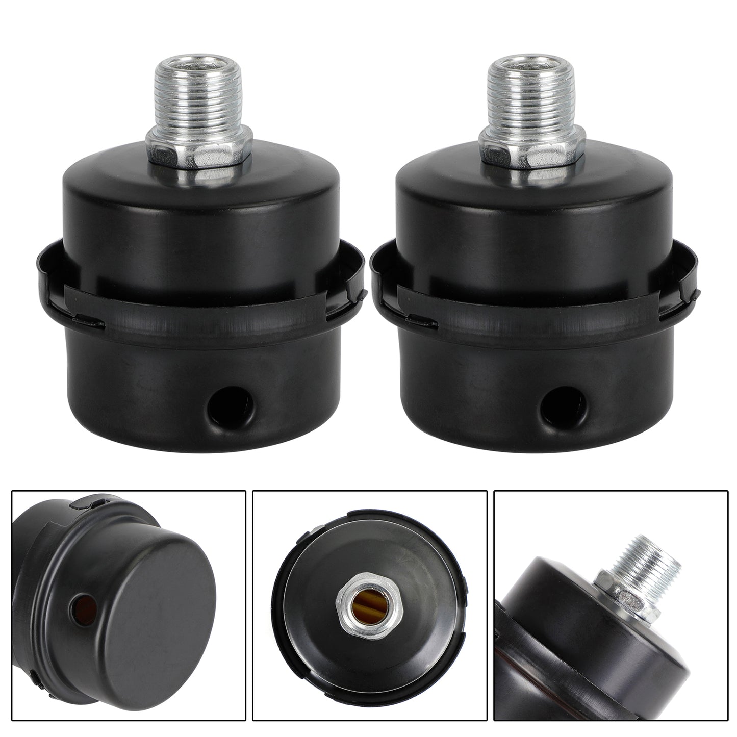 2x Filter Metal Air Compressor Intake Filter Noise Muffler Silencer 13/16/20mm, 3/8"