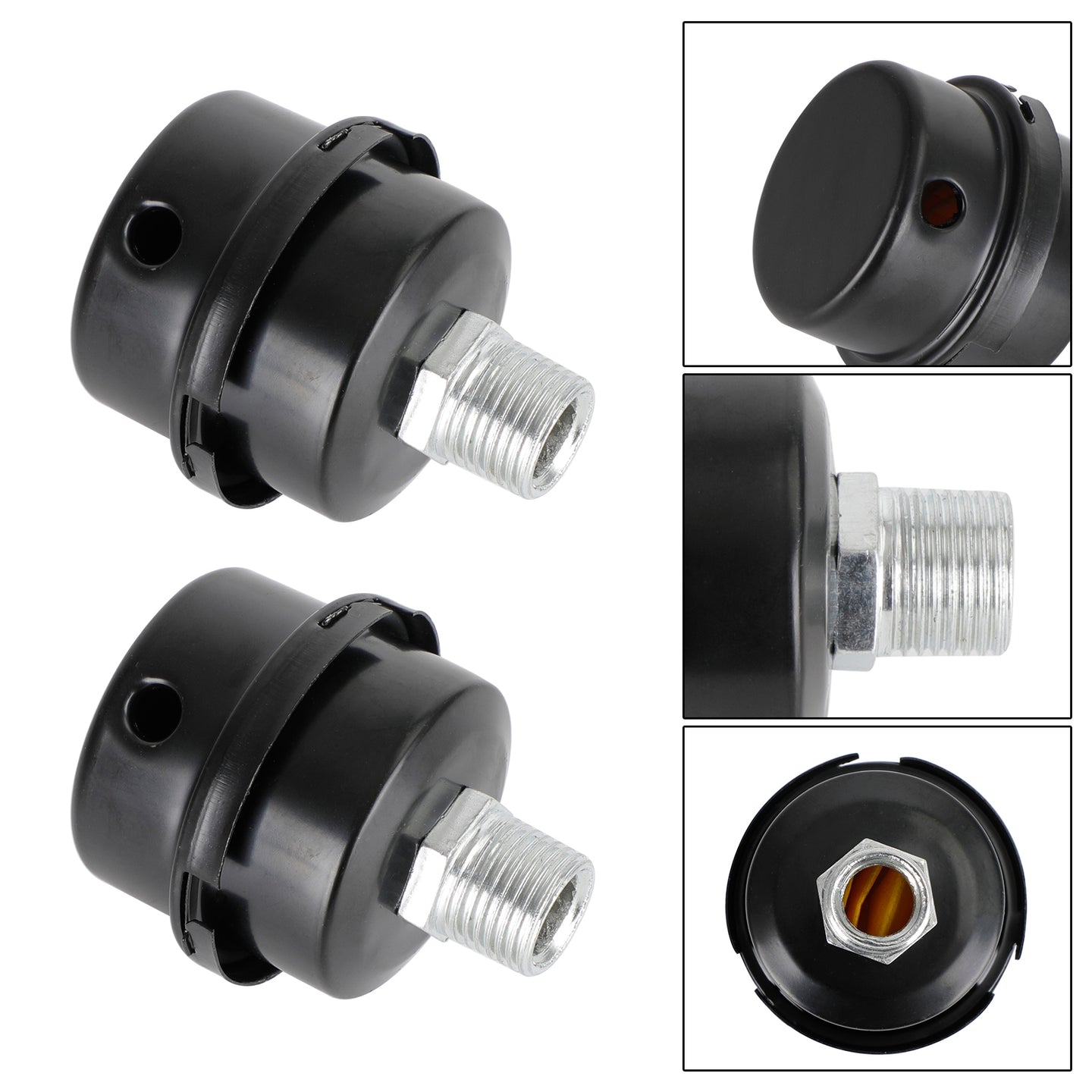 2x Filter Metal Air Compressor Intake Filter Noise Muffler Silencer 13/16/20mm, 1/2"