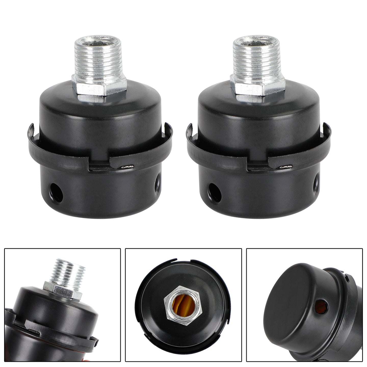 2x Filter Metal Air Compressor Intake Filter Noise Muffler Silencer 13/16/20mm, 1/2"