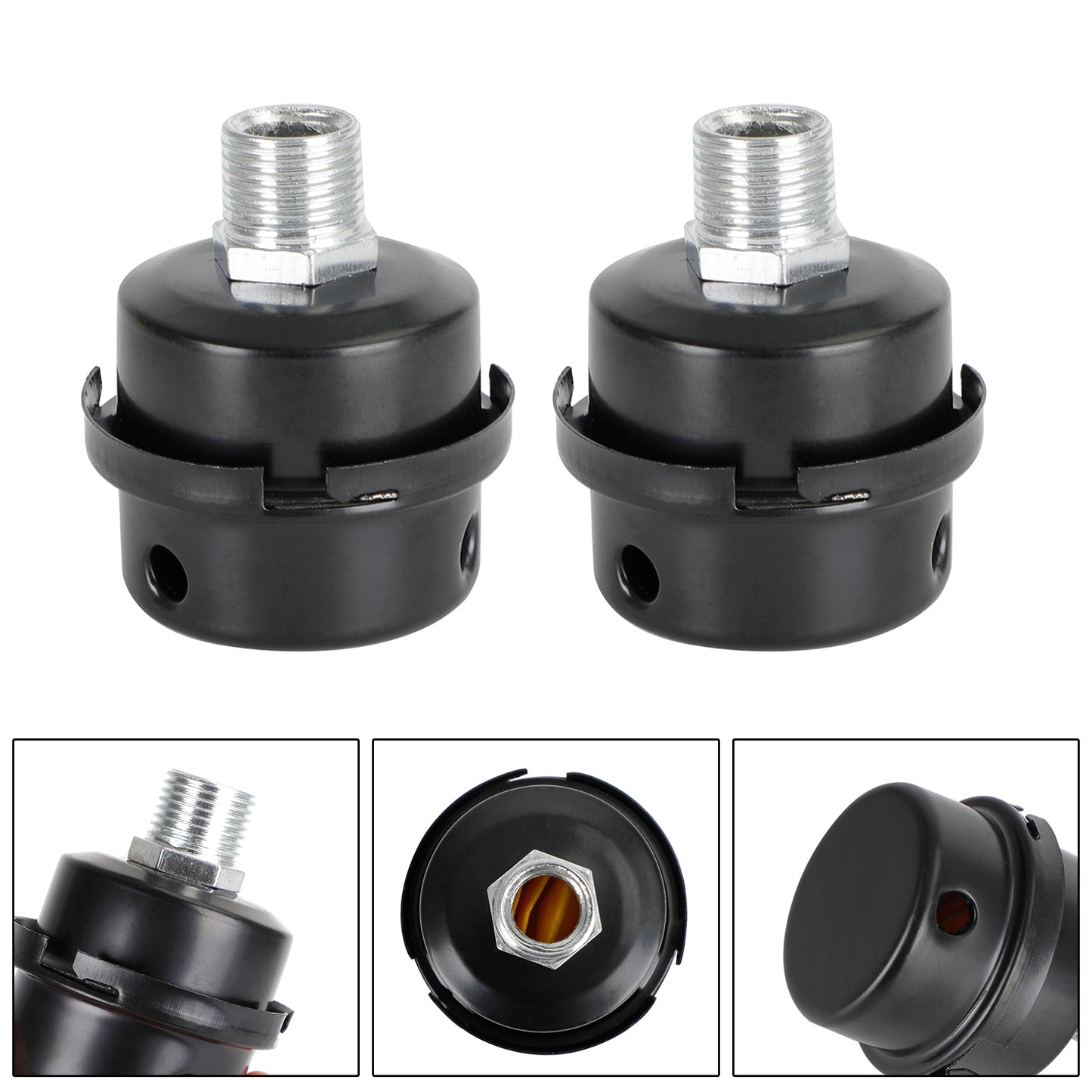 2x Filter Metal Air Compressor Intake Filter Noise Muffler Silencer 13/16/20mm, 1/2"