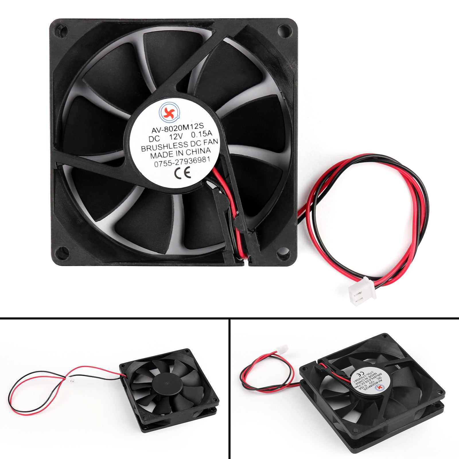 10PCS DC Brushless Cooling PC Computer Fan 12V 8020s 80x80x20mm 0.15A 2 Pin Wire