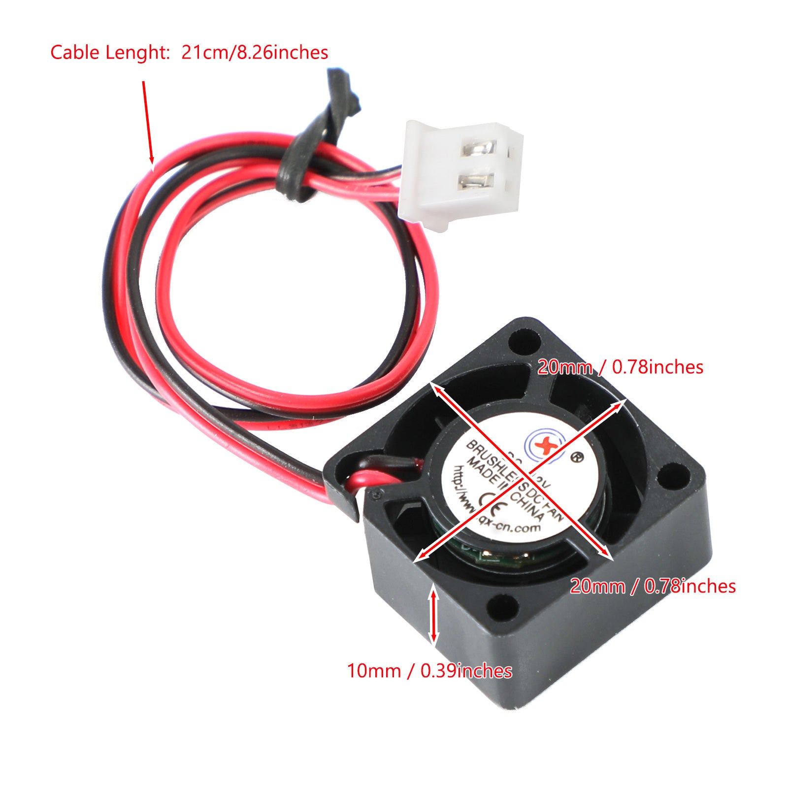 1Pc Brushless DC Cooling Blower Fan 12V 0.05A 2010 20x20x10mm Sleeve 2 Pin Wire