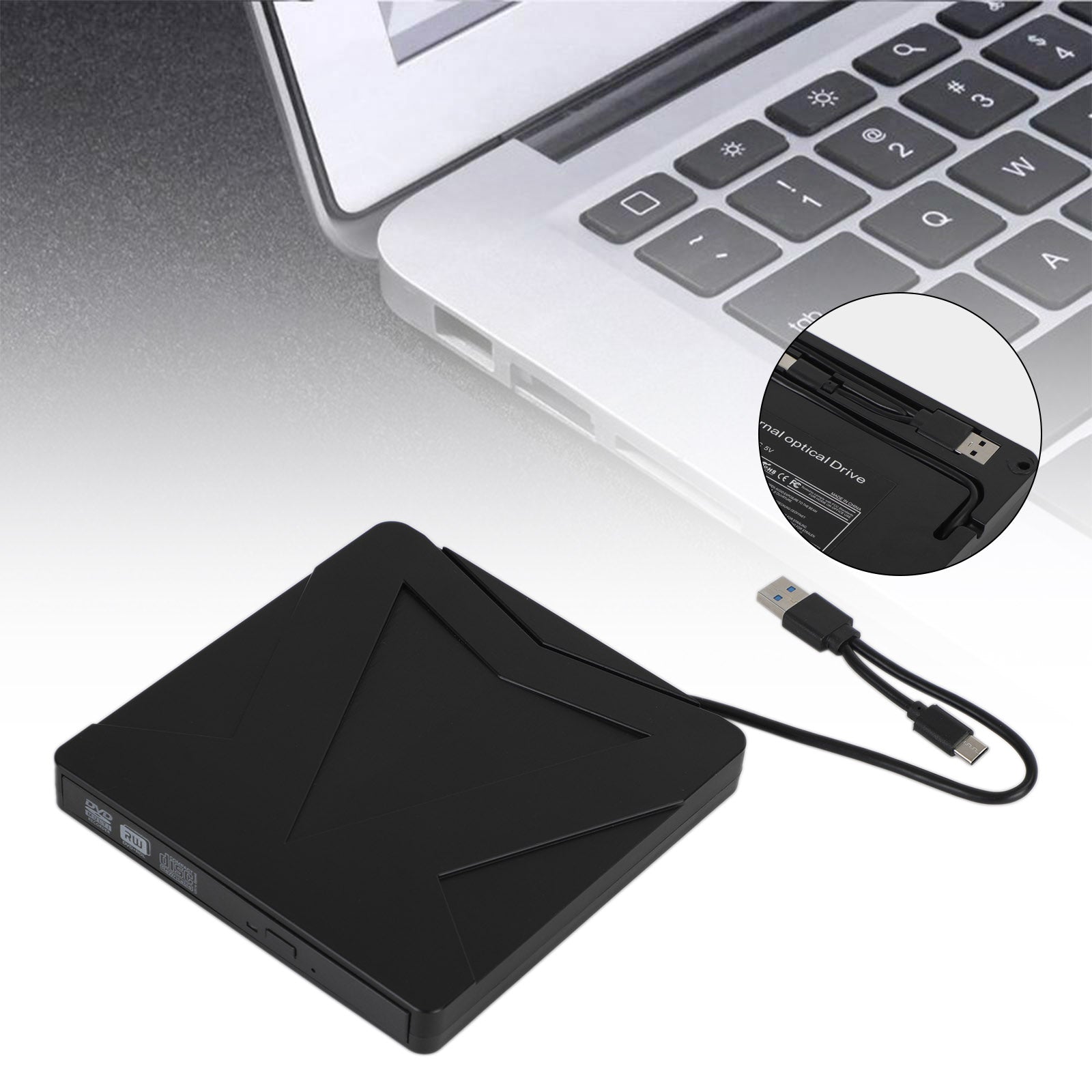 USB Type-C 7 IN 1 External ray Disc Writer  Reader CD DVD Drive USB 3.0