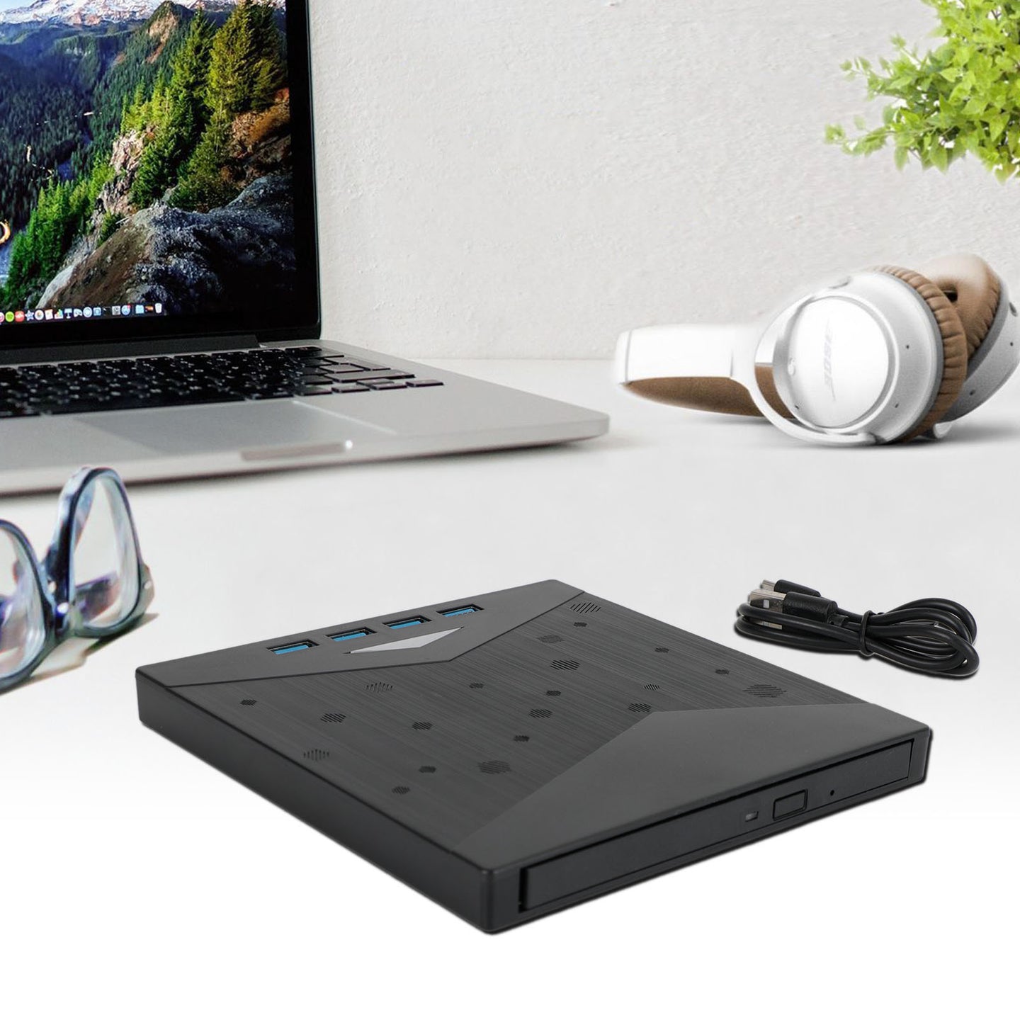 7 in 1 External CD/DVD Burner Drive USB 3.0 Type-c Type A CD-ROM Laptop,External CD/DVD Drive for Laptop 7 in 1 USB 3.0 DVD Player Portable