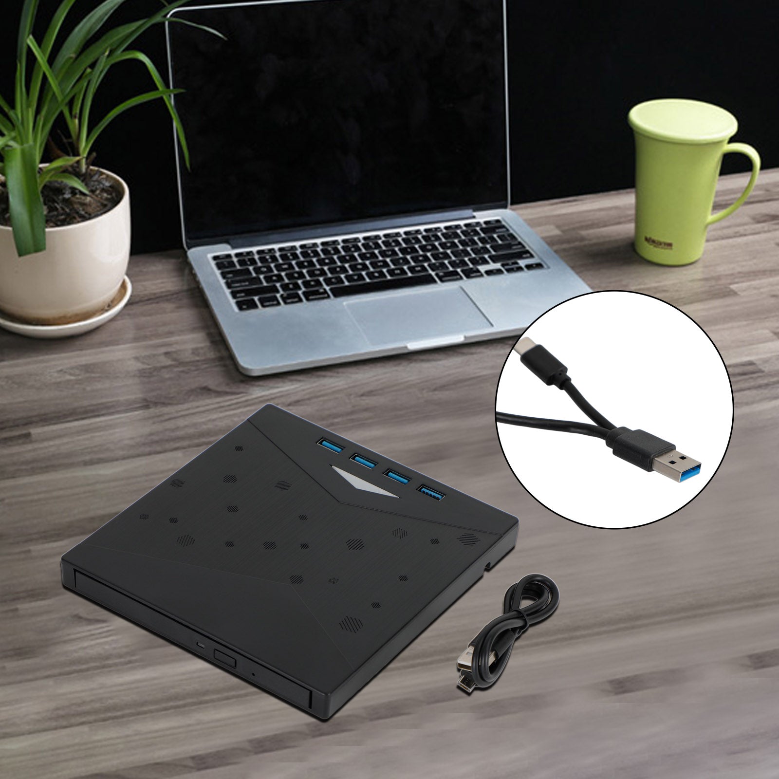 7 in 1 External CD/DVD Burner Drive USB 3.0 Type-c Type A CD-ROM Laptop,External CD/DVD Drive for Laptop 7 in 1 USB 3.0 DVD Player Portable