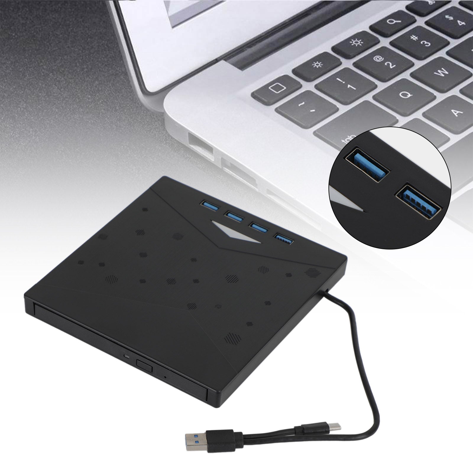 7 in 1 External CD/DVD Burner Drive USB 3.0 Type-c Type A CD-ROM Laptop,External CD/DVD Drive for Laptop 7 in 1 USB 3.0 DVD Player Portable
