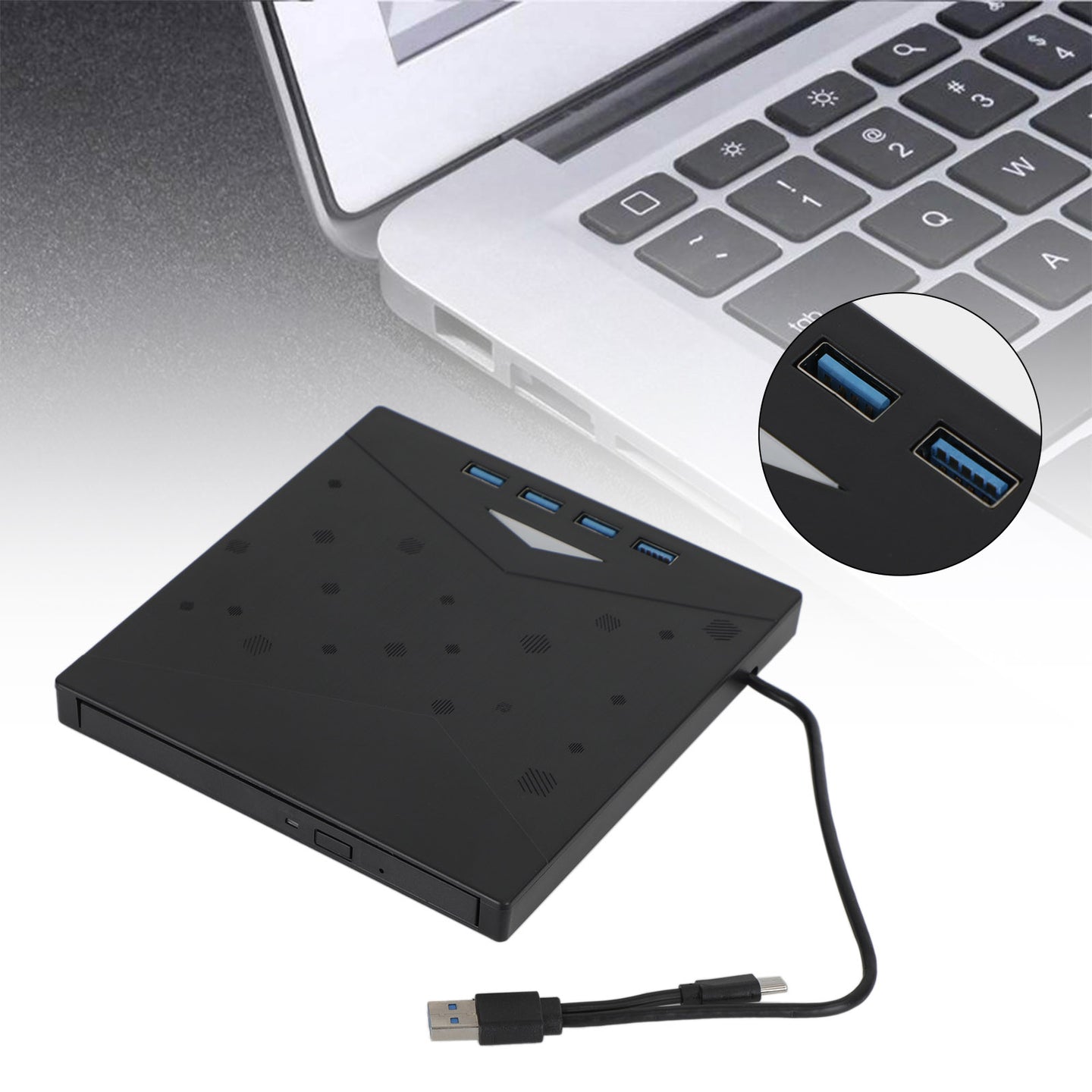 7 in 1 External CD/DVD Burner Drive USB 3.0 Type-c Type A CD-ROM Laptop,External CD/DVD Drive for Laptop 7 in 1 USB 3.0 DVD Player Portable