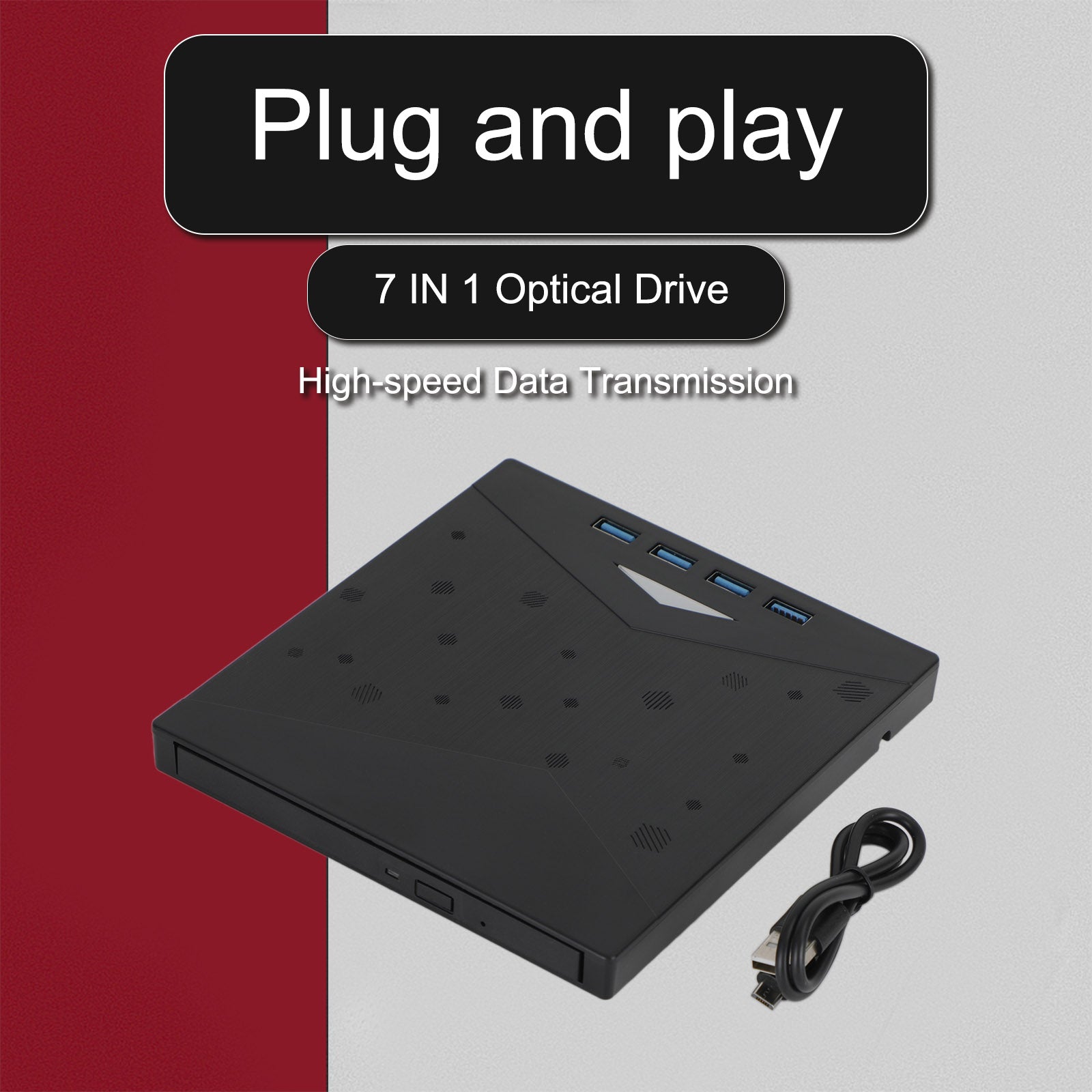 7 in 1 External CD/DVD Burner Drive USB 3.0 Type-c Type A CD-ROM Laptop,External CD/DVD Drive for Laptop 7 in 1 USB 3.0 DVD Player Portable