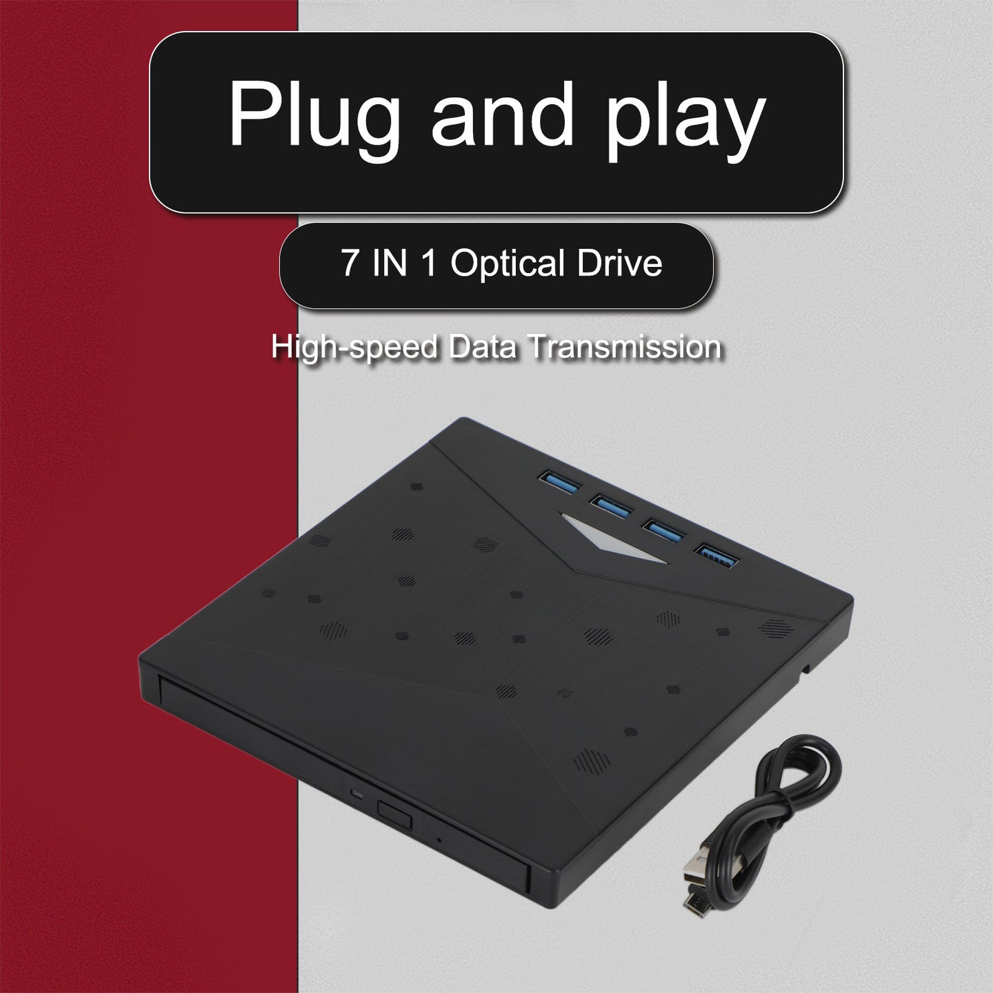 7 in 1 External CD/DVD Burner Drive USB 3.0 Type-c Type A CD-ROM Laptop,External CD/DVD Drive for Laptop 7 in 1 USB 3.0 DVD Player Portable