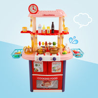 Plastic Tableware Kitchen Set With Sound, Light And Spray Function Kid Toy Pink