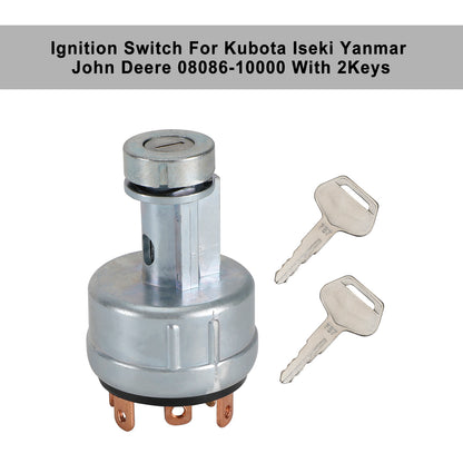 08086-10000 John Deere Kubota Yanmar Iseki Ignition Switch W/2 Keys