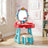 Toddler Makeup Table with Mirror and Chair Kids Vanity Set with Blowdryer for 3+