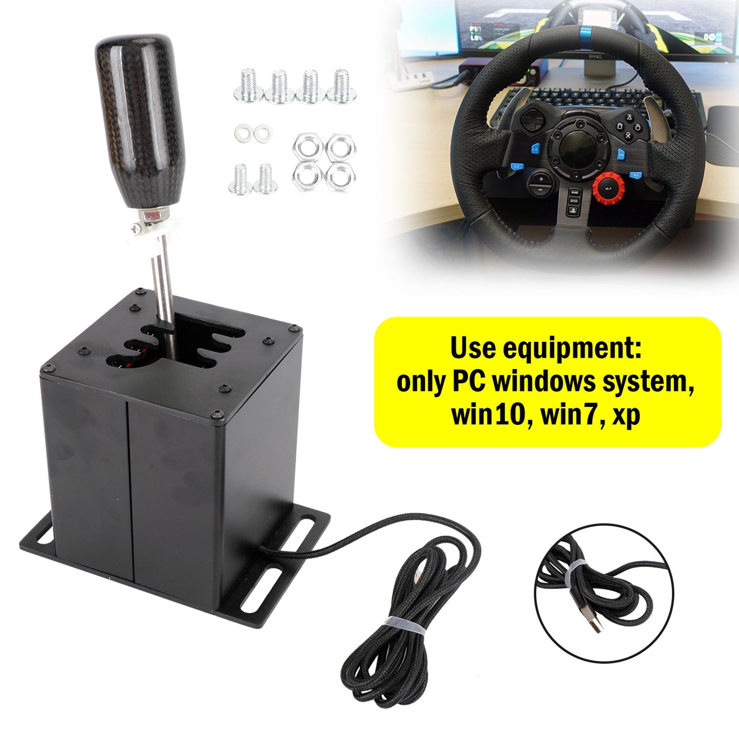6+R USB Simulator H Gear shifter for Logitech G29 G920 Steering Wheel PC Black