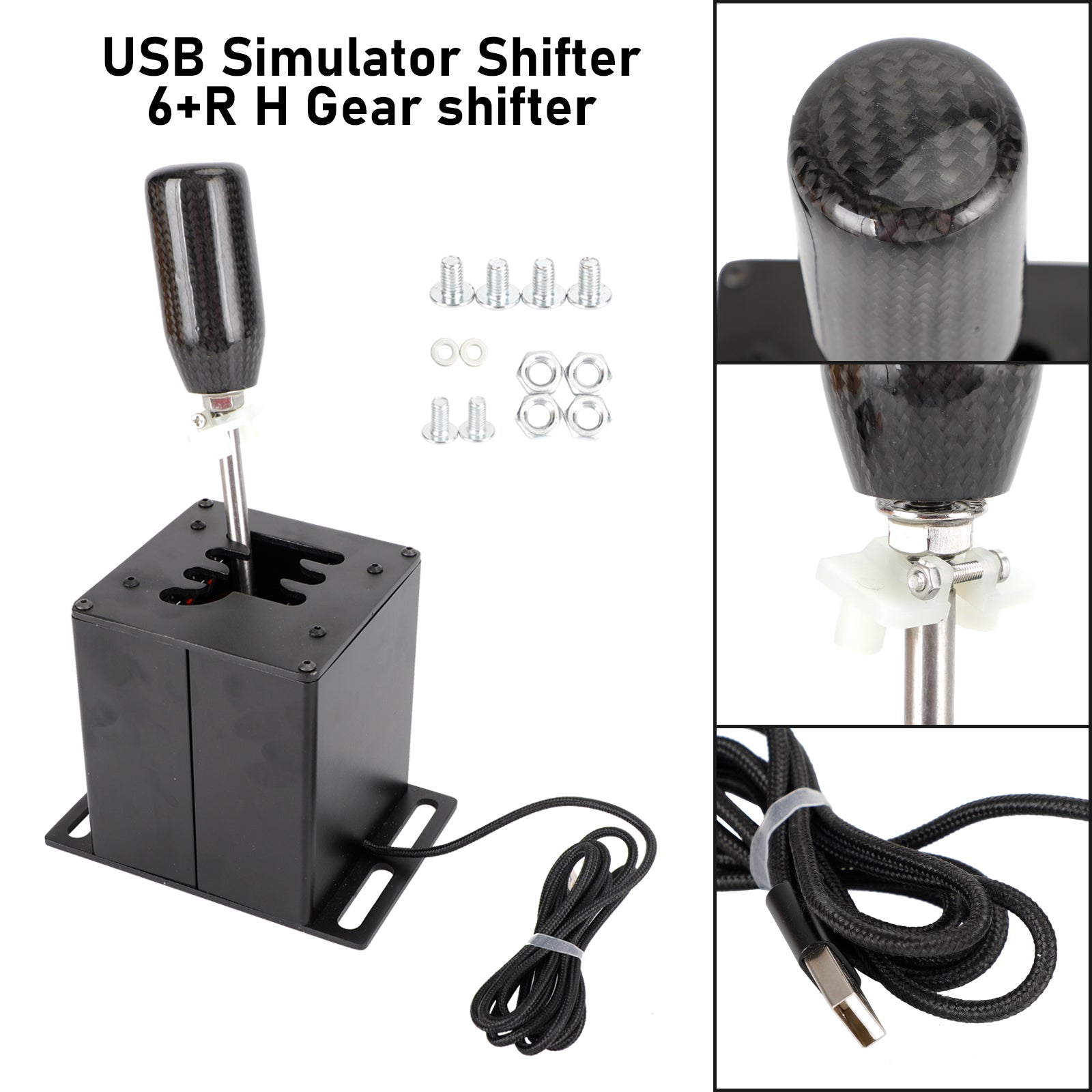 6+R USB Simulator H Gear shifter for Logitech G29 G920 Steering Wheel PC Black
