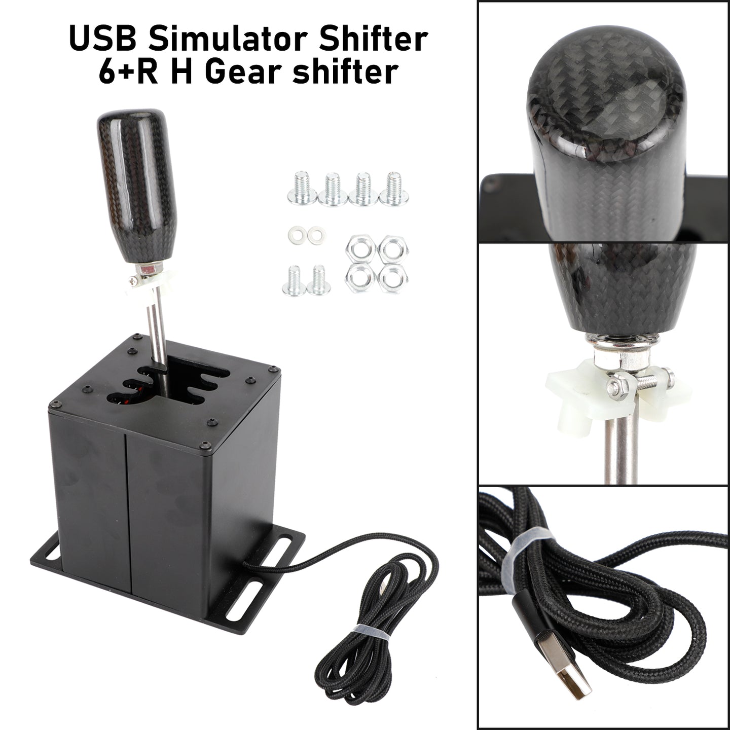 6+R USB Simulator H Gear shifter for Logitech G29 G920 Steering Wheel PC Black