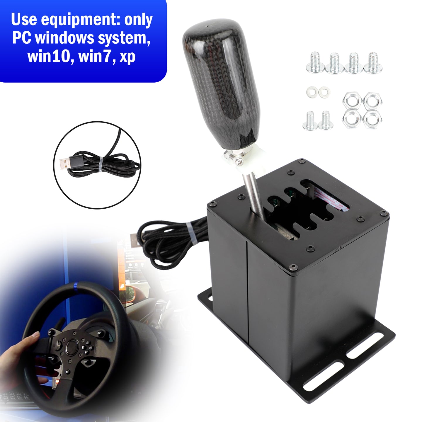 7+R USB Simulator H Gear shifter for Logitech G29 G920 Steering Wheel PC Black