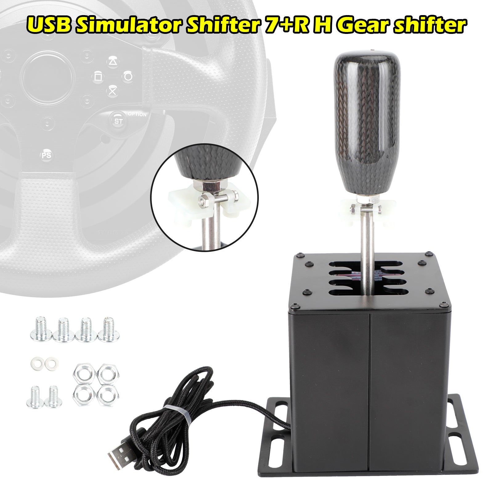 7+R USB Simulator H Gear shifter for Logitech G29 G920 Steering Wheel PC Black