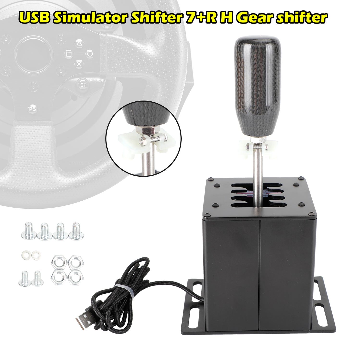 7+R USB Simulator H Gear shifter for Logitech G29 G920 Steering Wheel PC Black