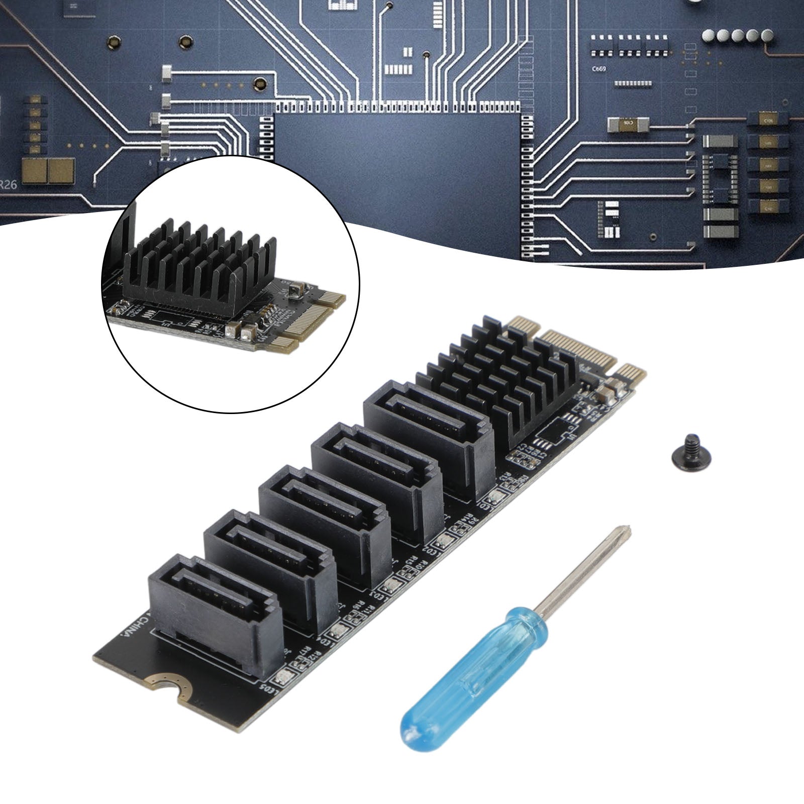 M.2 To SATA 3.0 Adapter JMB575 5 Port Hard Disk Drive Expansion Card for PH56