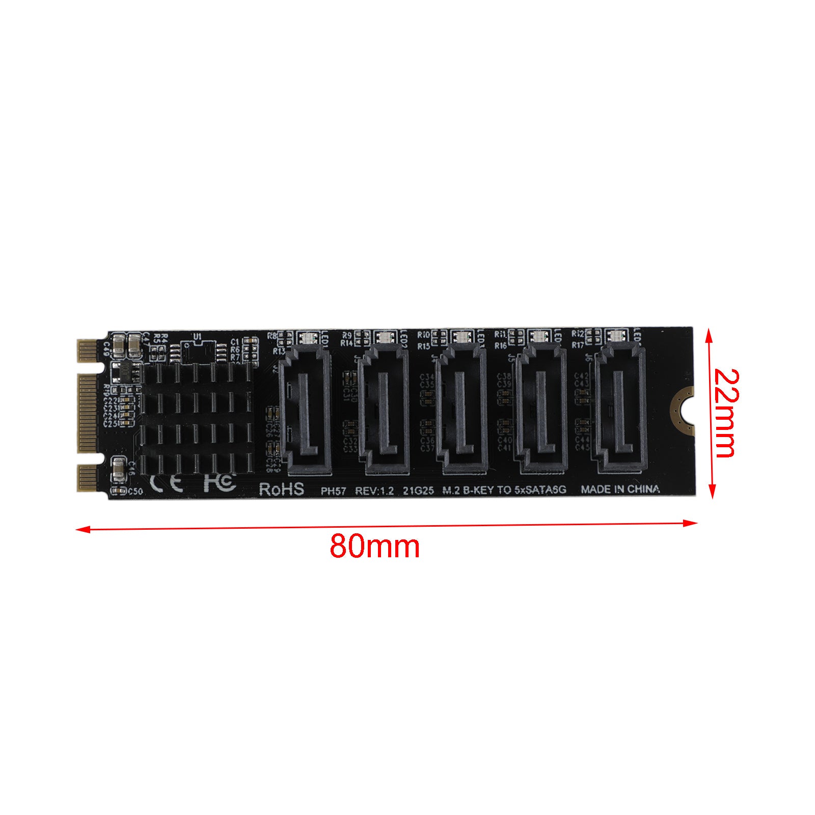 M.2 To SATA 3.0 Adapter JMB575 5 Port Hard Disk Drive Expansion Card for PH56