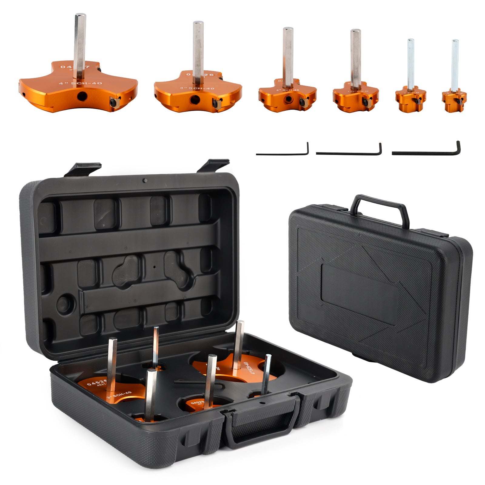 6-Piece Carbide Pipe Reamer Kit, Fitting Saver for PVC, CPVC & ABS Pipes, Fits 1/2" Drills, with Case